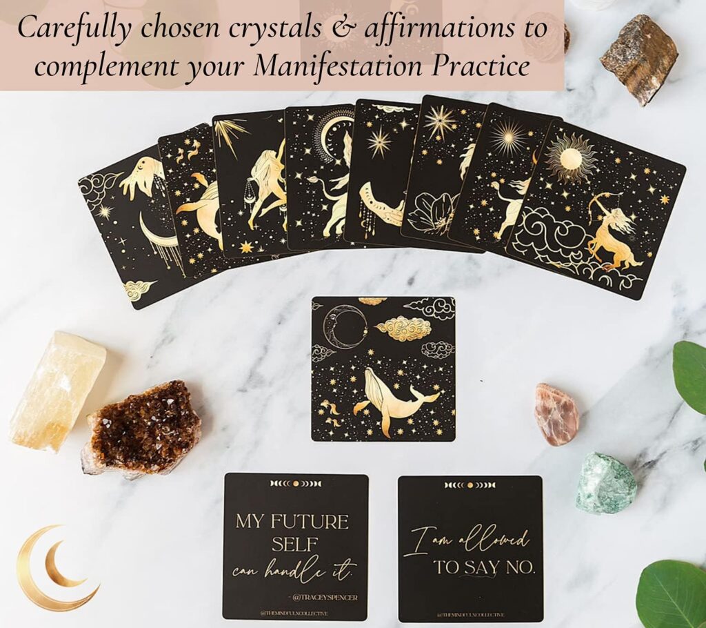 Healing Crystals Set with Daily Affirmation Cards - Manifestation Crystals and Stones. Authentic Gemstones and Crystals Sets for Beginners. Chakra Stones and Energy Crystals for Witchcraft Supplies