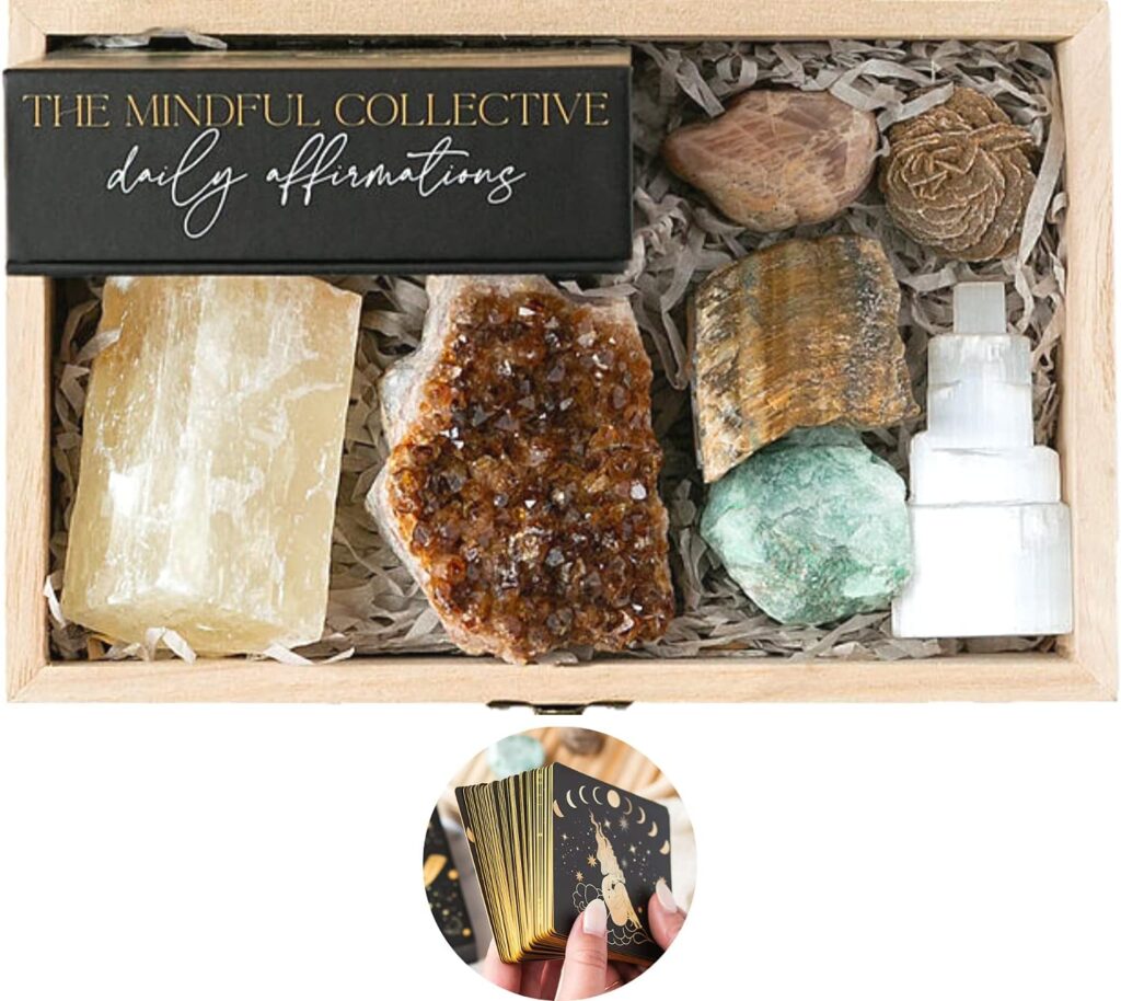 Healing Crystals Set with Daily Affirmation Cards - Manifestation Crystals and Stones. Authentic Gemstones and Crystals Sets for Beginners. Chakra Stones and Energy Crystals for Witchcraft Supplies