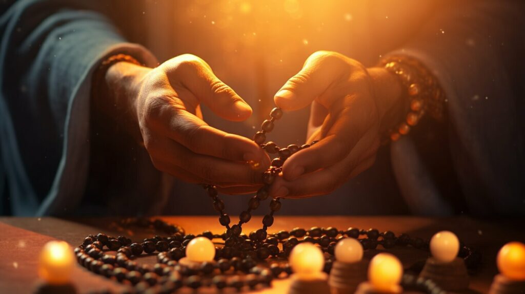 Praying hands with a rosary