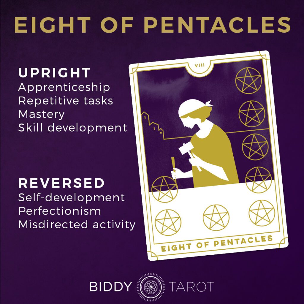 Eight Of Pentacles Tarot Card Meaning: Embracing Skillful Dedication And Craftsmanship