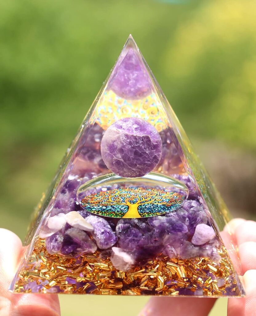 WEIENSC Orgone Pyramid - Healing Crystals Pyramid and Healing Stones, Crystal Stone Energy Generator for Yoga Reiki Meditaion Blanacing Chakra