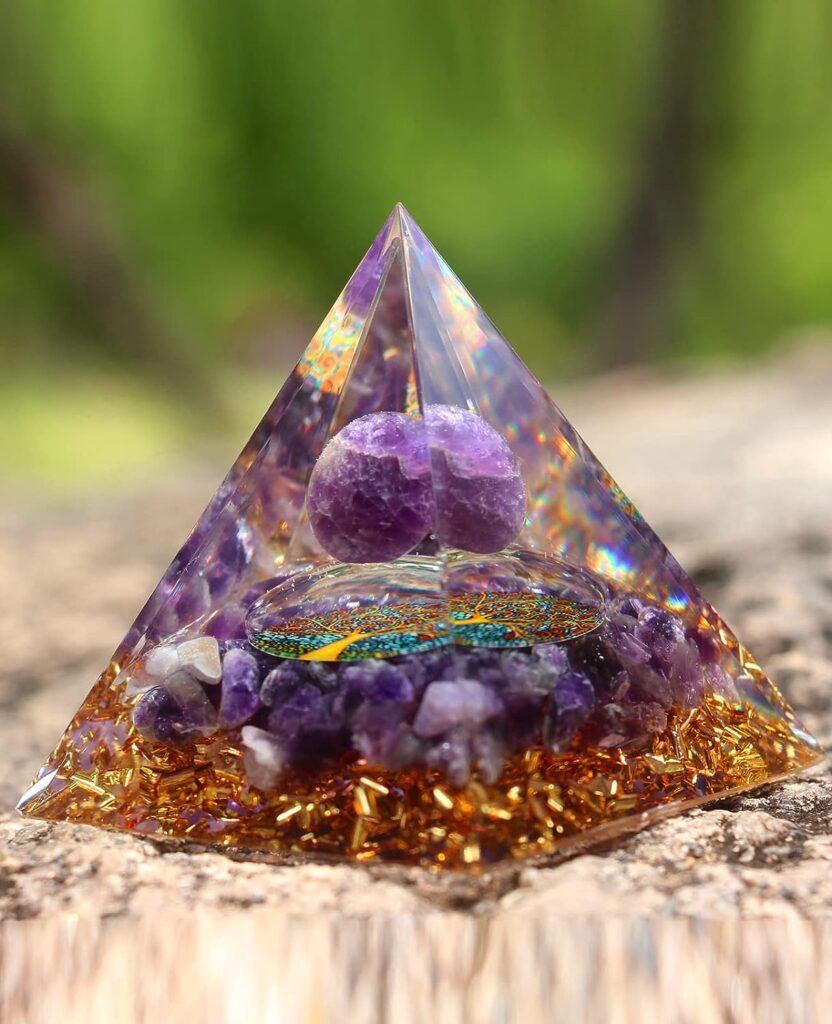 WEIENSC Orgone Pyramid - Healing Crystals Pyramid and Healing Stones, Crystal Stone Energy Generator for Yoga Reiki Meditaion Blanacing Chakra