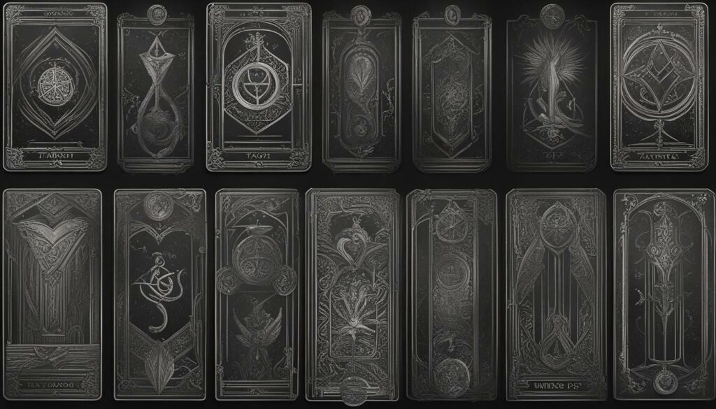 Tarot Cards with Dark Background and Mysterious Symbols